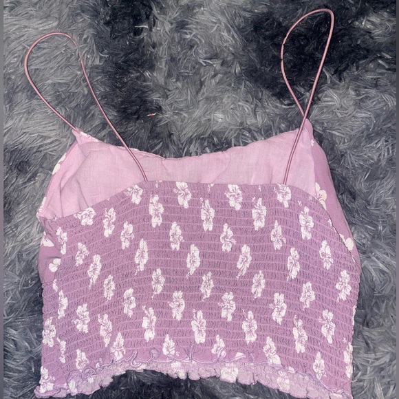 LA hearts floral purple and white crop top - Picture 3 of 5